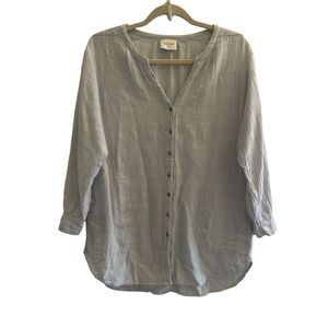 Wrap London Pale Blue Linen Cotton Tunic Top Women’s Size 8 Medium Minimalist